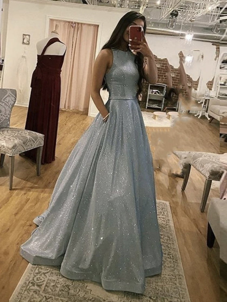 sparkly silver formal dresses Shiny Silver Gray Long Prom Dresses, Silver Grey Long Formal Evening D – jbydress