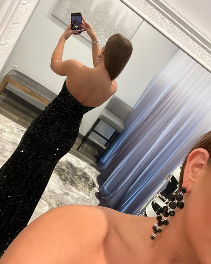 Shiny Strapless Black Prom Dresses, Black Formal Graduation Dresses jbydress Shiny Strapless Black Prom Dresses, Black Formal Graduation Dresses jbydress