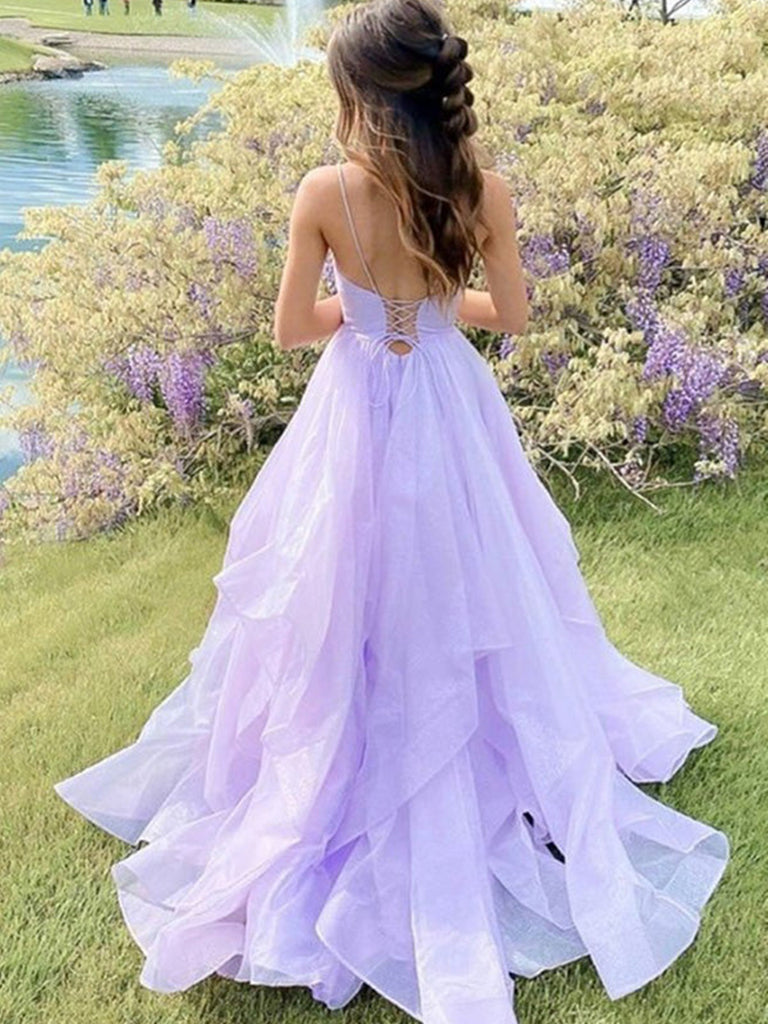 Shiny V Neck Purple Long Prom Dresses, Purple V Neck Long Formal Gradu jbydress Shiny V Neck Purple Long Prom Dresses, Purple V Neck Long Formal Gradu jbydress