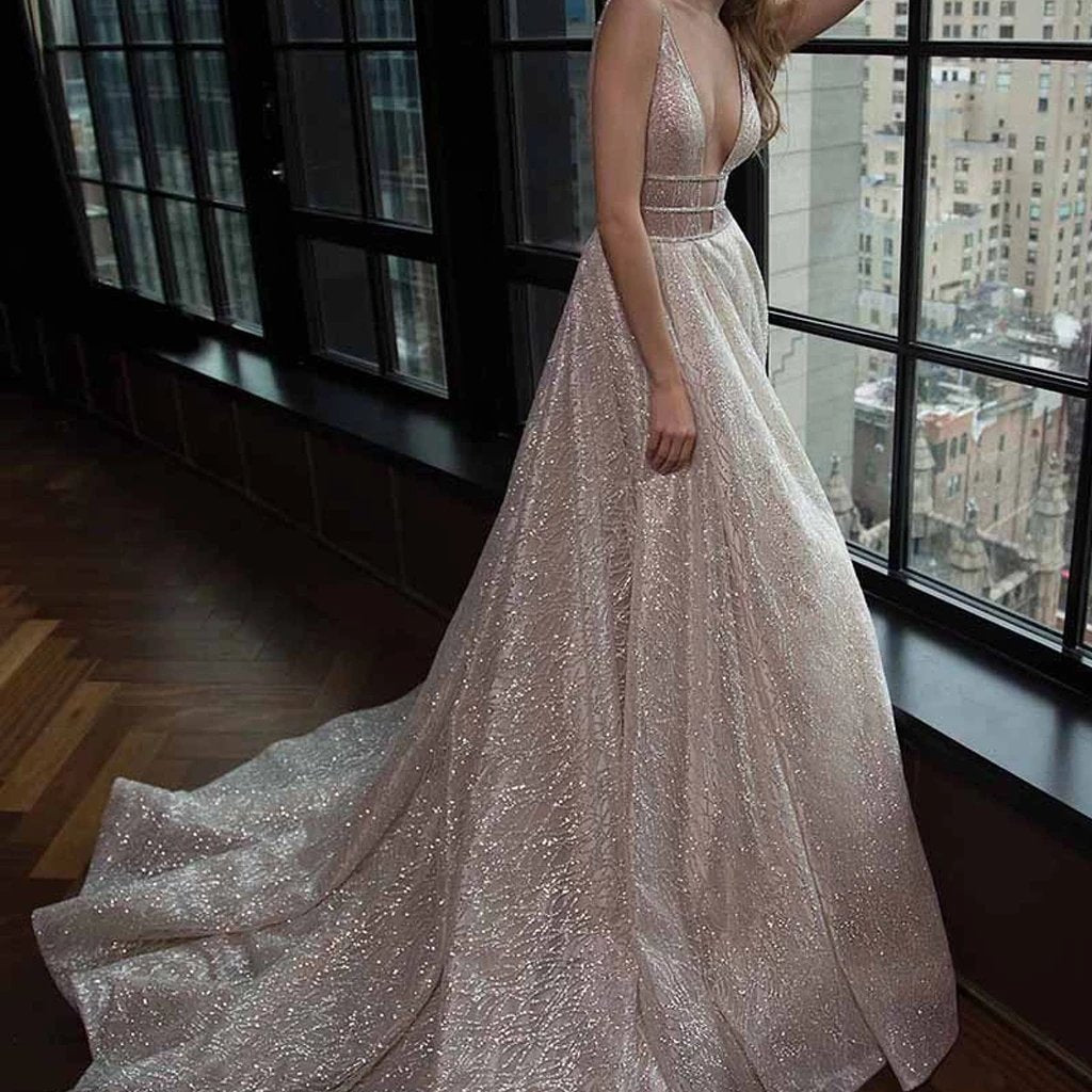 champagne silver dress ALEYANDRA Champagne Silver Beaded Sequin Lace Up Formal Dress Champagne / 2 USA