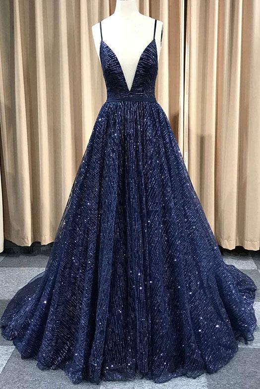 A Line V Neck Navy Blue/Burgundy/Champagne Prom Dresses, Shiny V Neck jbydress A Line V Neck Navy Blue/Burgundy/Champagne Prom Dresses, Shiny V Neck jbydress