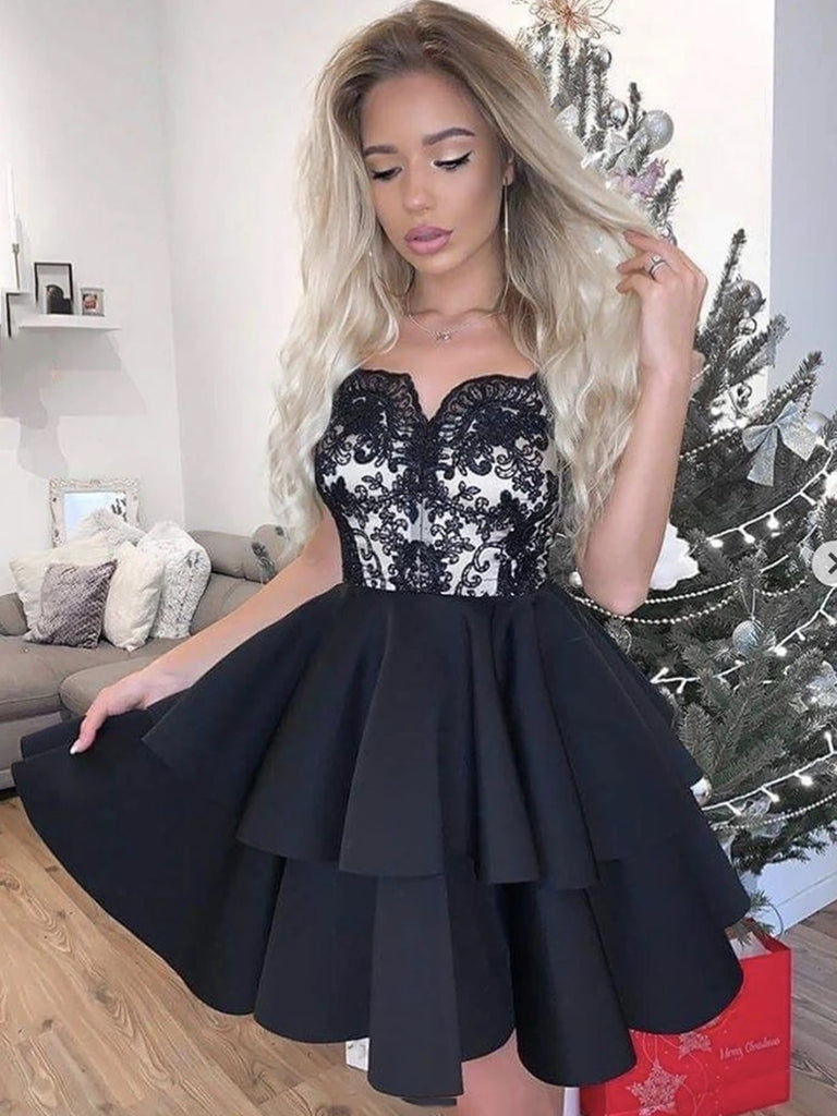 Short Black Lace Prom Dresses, Short Black Lace Formal Graduation Dres jbydress Short Black Lace Prom Dresses, Short Black Lace Formal Graduation Dres jbydress