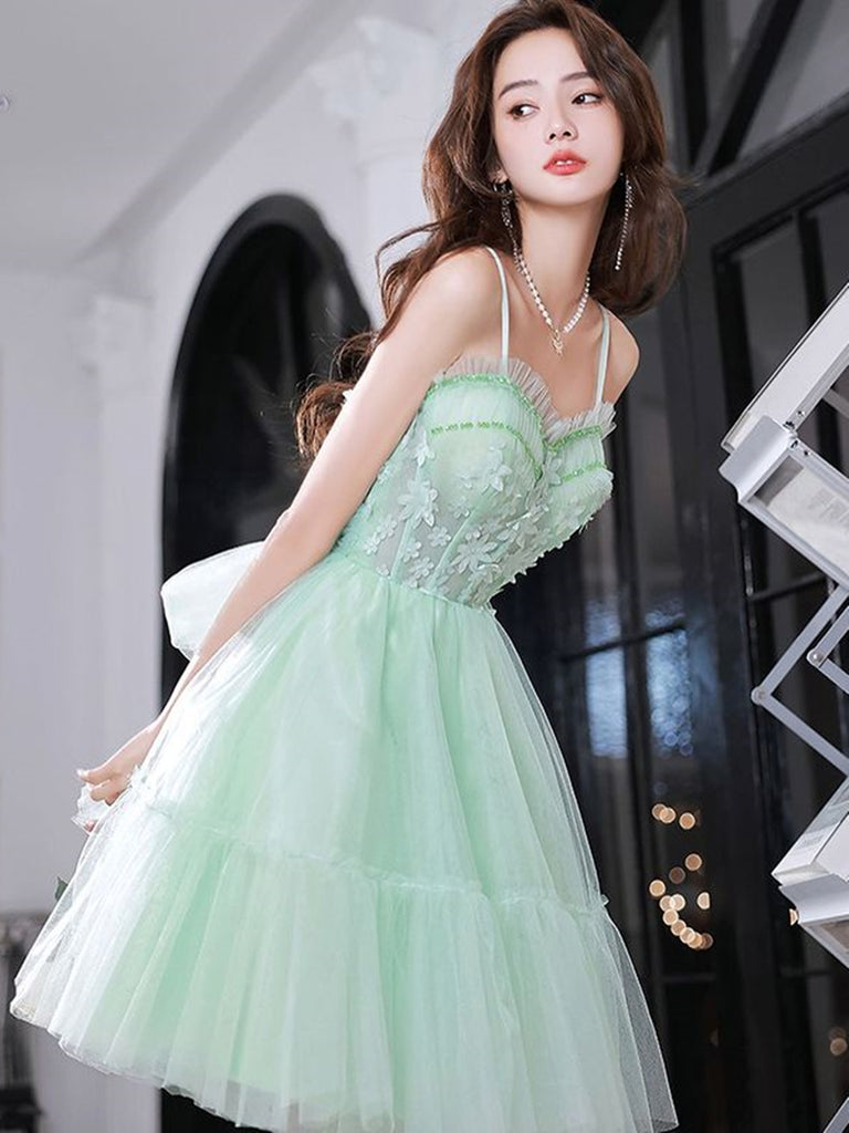 Short Mint Green Lace Prom Dresses, Short Mint Green Lace Formal