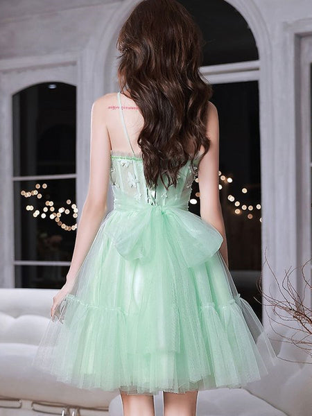 Short Mint Green Lace Prom Dresses, Short Mint Green Lace Formal Homecoming Dresses