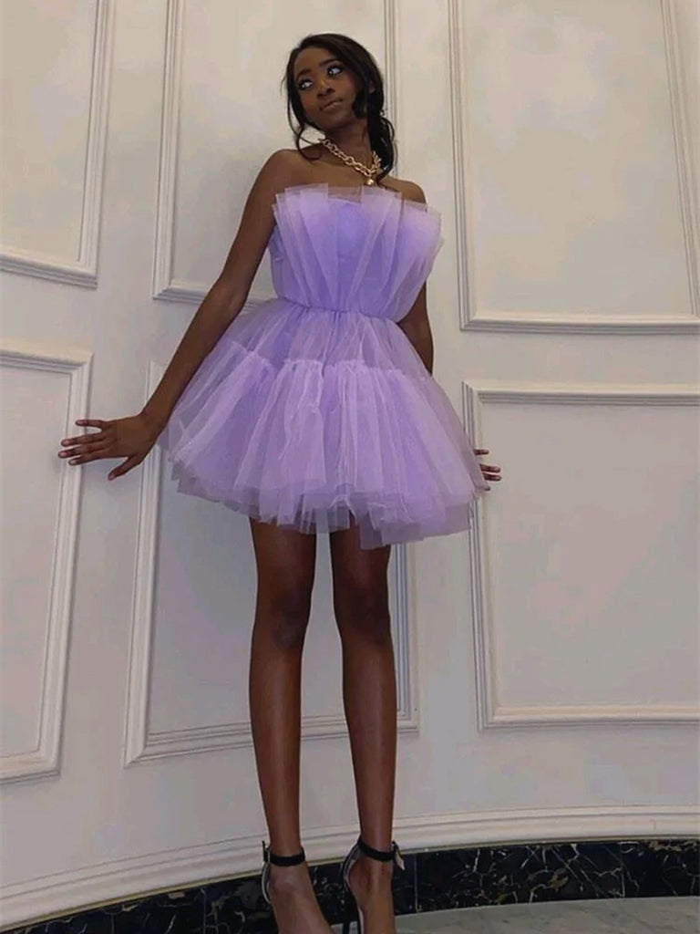 Short Purple Prom Dresses, Short Purple Graduation Homecoming
