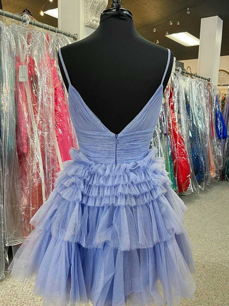 Short V Neck Blue Pink Champagne Prom Dresses, V Neck Blue Pink Champagne Formal Homecoming Dresses
