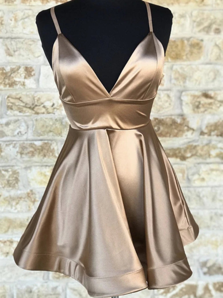 Short V Neck Champagne Prom Dresses, Short V Neck Champagne Graduation jbydress Short V Neck Champagne Prom Dresses, Short V Neck Champagne Graduation jbydress