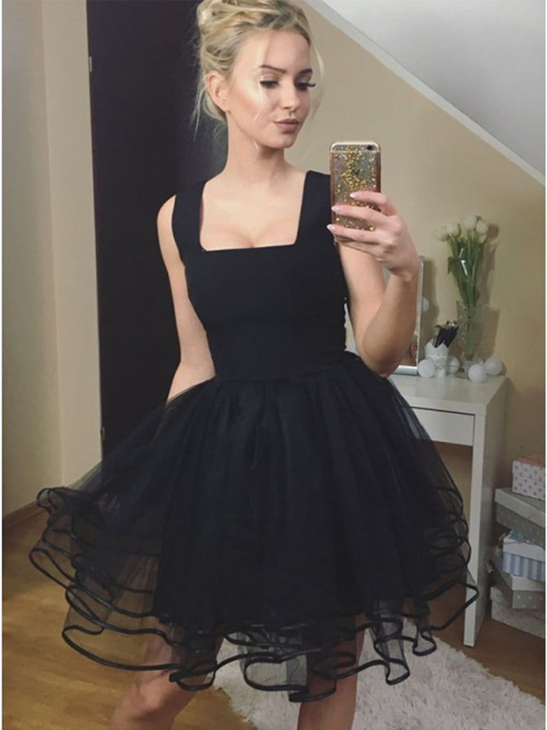 Short Black Prom Dresses, Short Black Homecoming Graduation Formal Dre