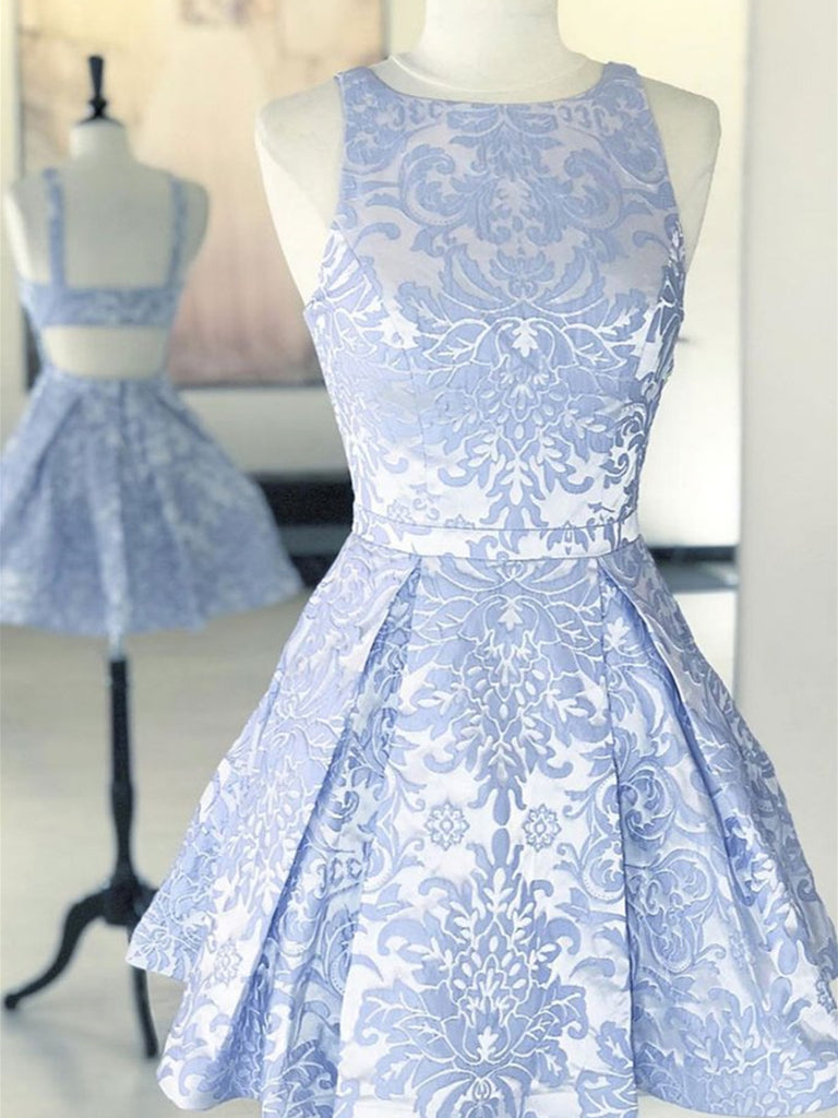 Short Open Back Blue Lace Prom Dresses, Short Blue Lace Formal Graduat jbydress Short Open Back Blue Lace Prom Dresses, Short Blue Lace Formal Graduat jbydress