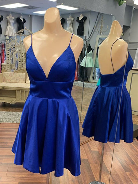 Simple A Line V Neck Short Prom Dresses, V Neck Short Formal Homecomin