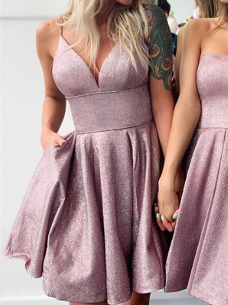 Spaghetti Straps V Neck Short Prom Dresses, Short V Neck Formal Homeco jbydress Spaghetti Straps V Neck Short Prom Dresses, Short V Neck Formal Homeco jbydress