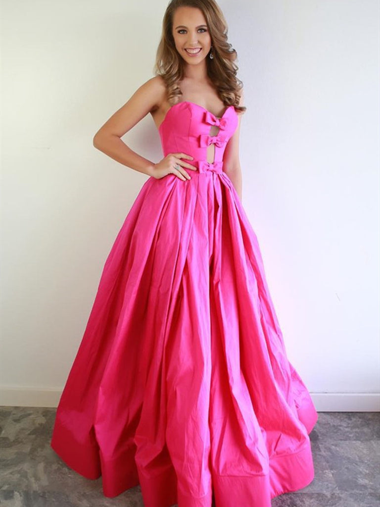 Strapless Hot Pink Satin Long Prom Dresses, Hot Pink Satin Long Formal jbydress Strapless Hot Pink Satin Long Prom Dresses, Hot Pink Satin Long Formal jbydress