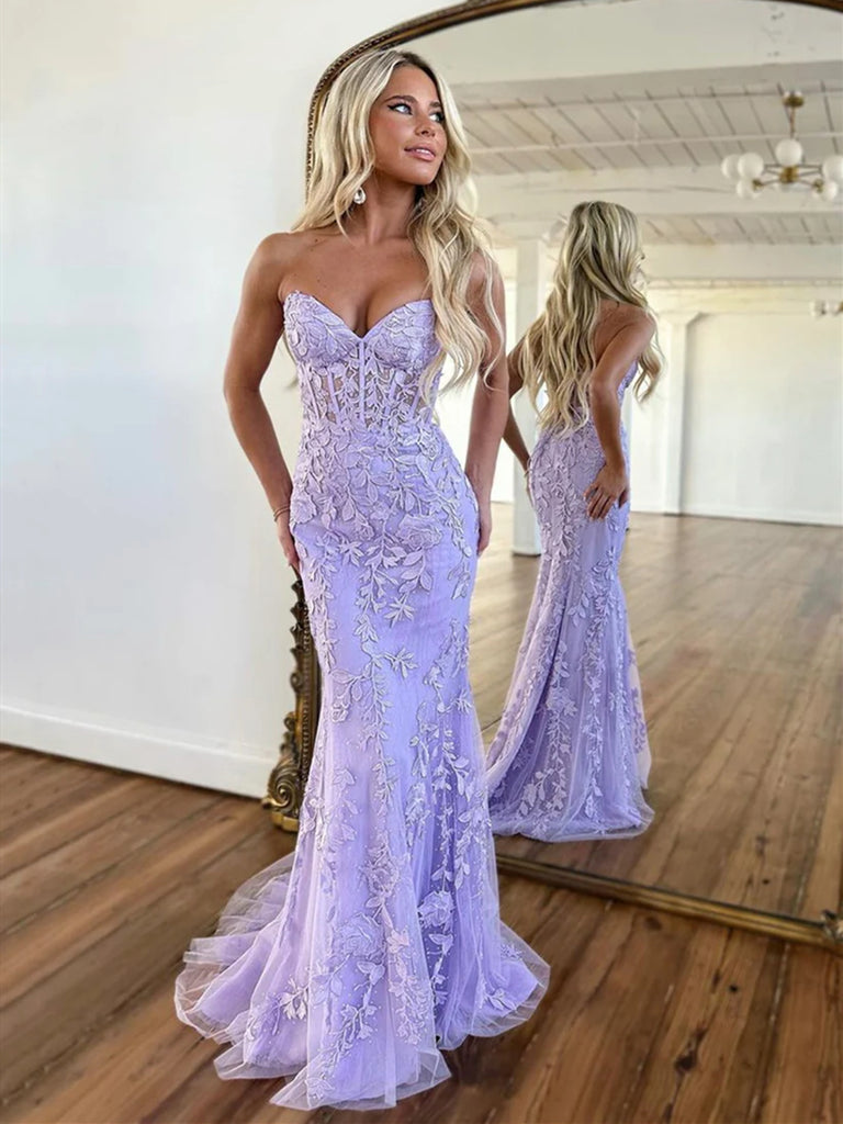 Chic Sheath/Column Spaghetti Straps Lace Prom Dresses Pink Evening Gow –  SELINADRESS