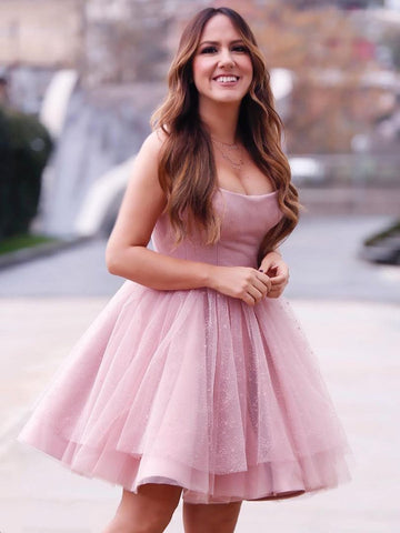 Strapless Short Pink Prom Dresses, Short Pink Formal Graduation Dresses