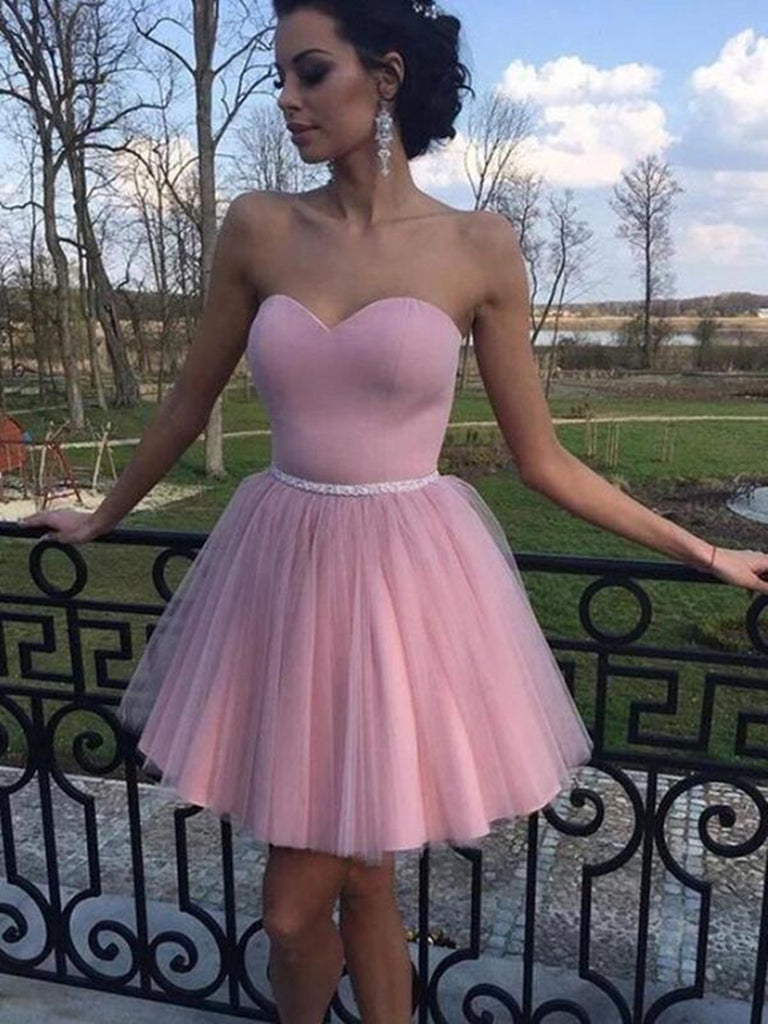 Strapless Short Pink Prom Dresses, Short Pink Graduation Homecoming Dr –  jbydress
