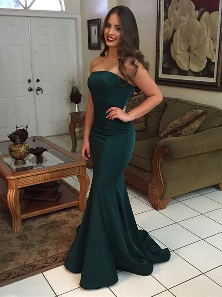 Strapless Emerald Green Mermaid Prom Dresses, Dark Green Long Formal G jbydress Strapless Emerald Green Mermaid Prom Dresses, Dark Green Long Formal G jbydress
