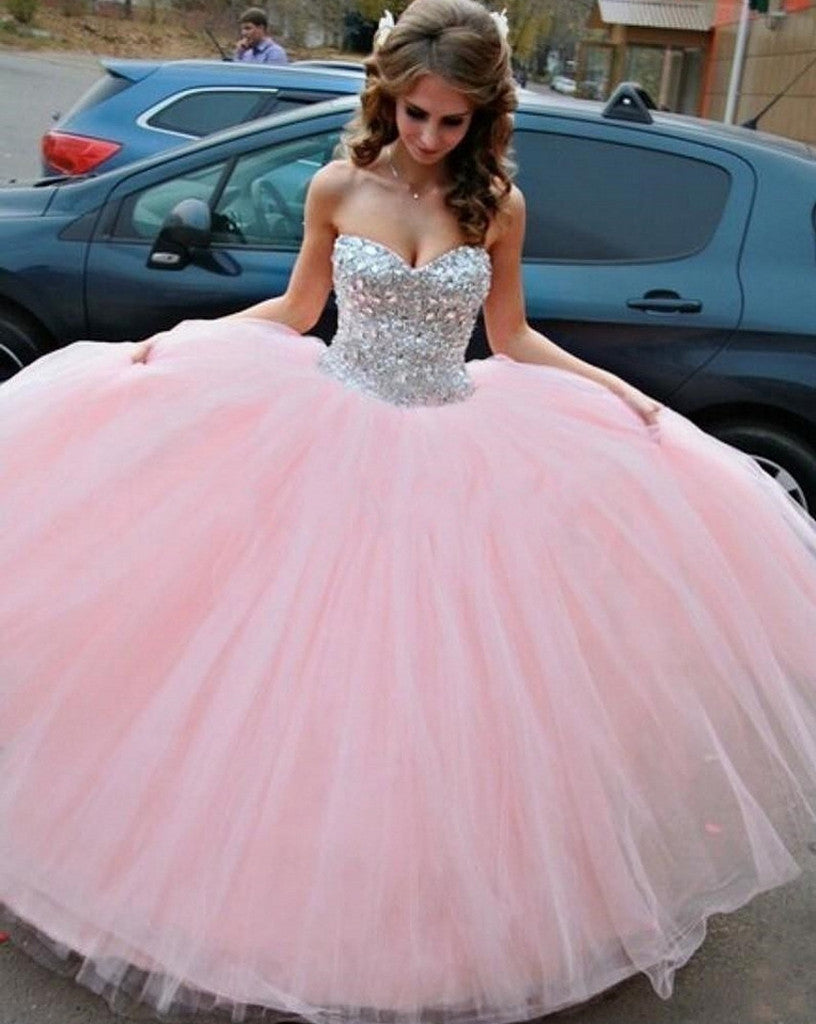 pink ball gown prom dress Custom Made Sweetheart Neck Pink Ball Gown, Pink Prom Dresses, Formal – jbydress