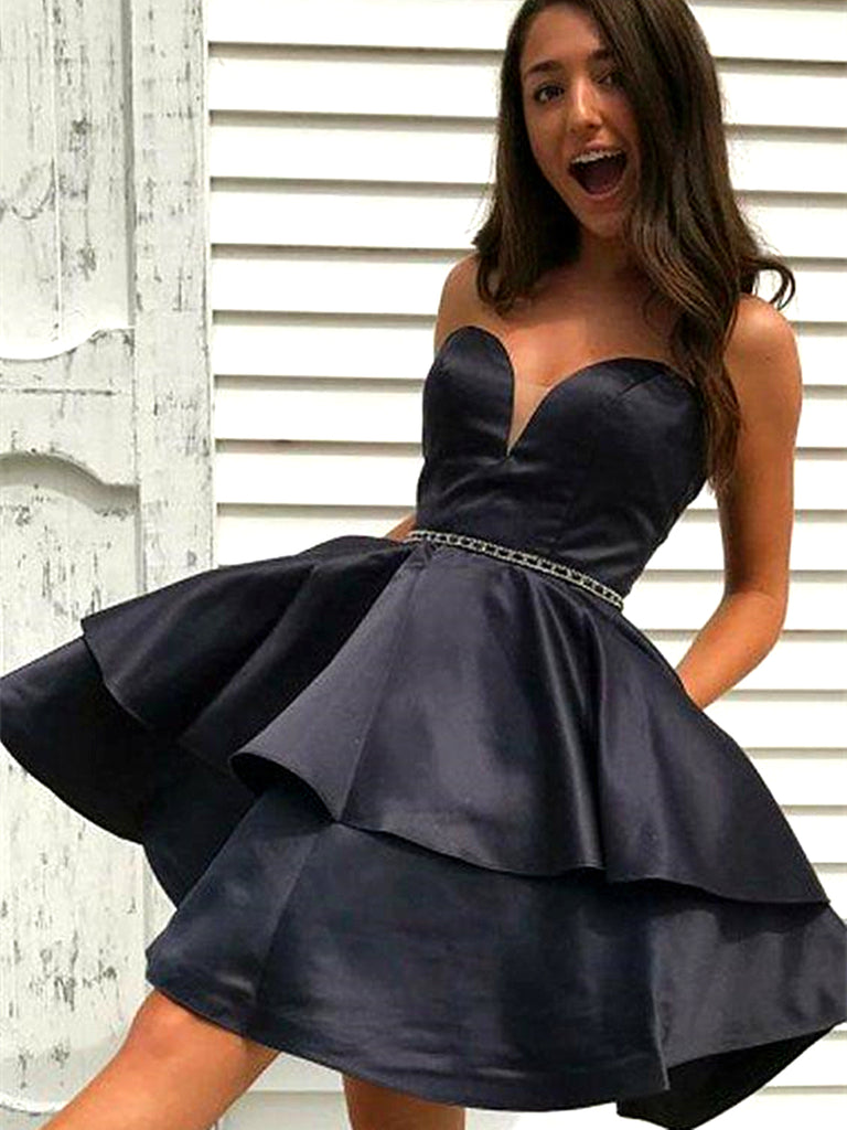Sweetheart Neck Short Back Prom Dresses, Little Black Formal Graduatio jbydress Sweetheart Neck Short Back Prom Dresses, Little Black Formal Graduatio jbydress