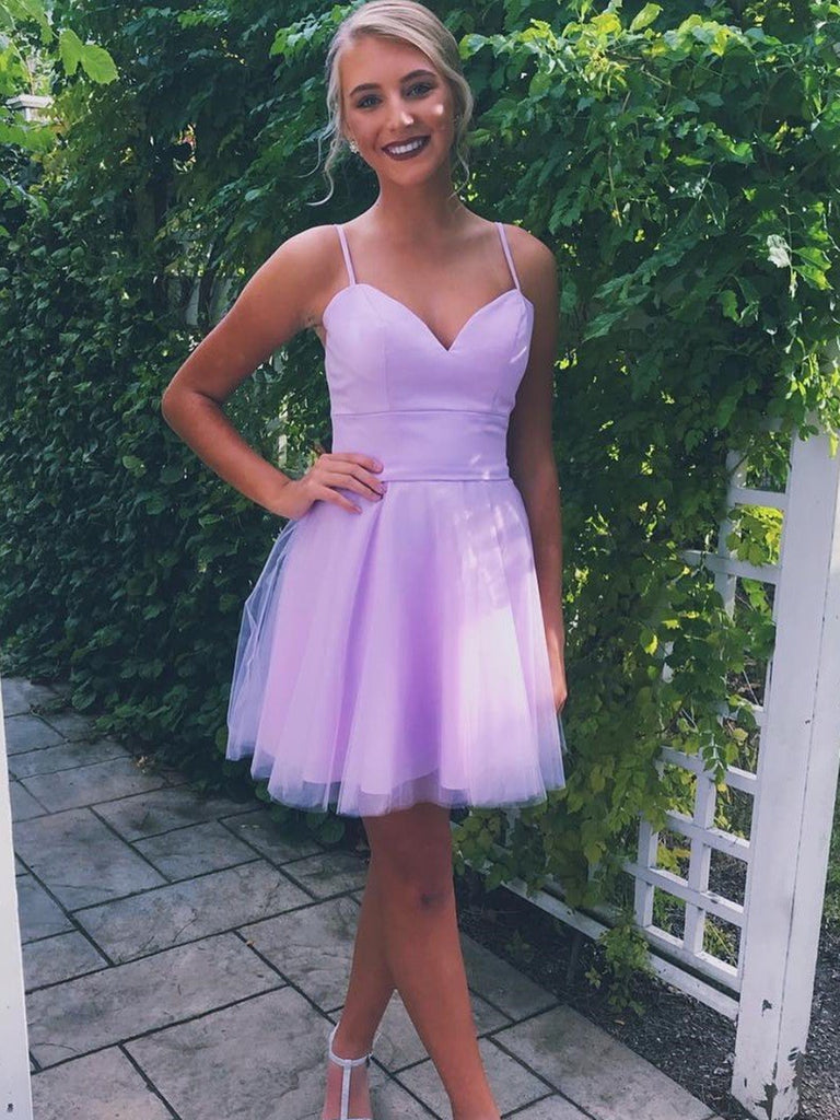 Sweetheart Neck Short Purple Prom Dresses, Short Purple Formal Evening Graduation Dresses