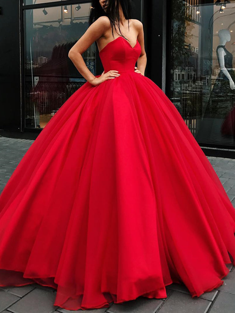 Red Prom Dresses Corset, Red Sweetheart Evening Dress