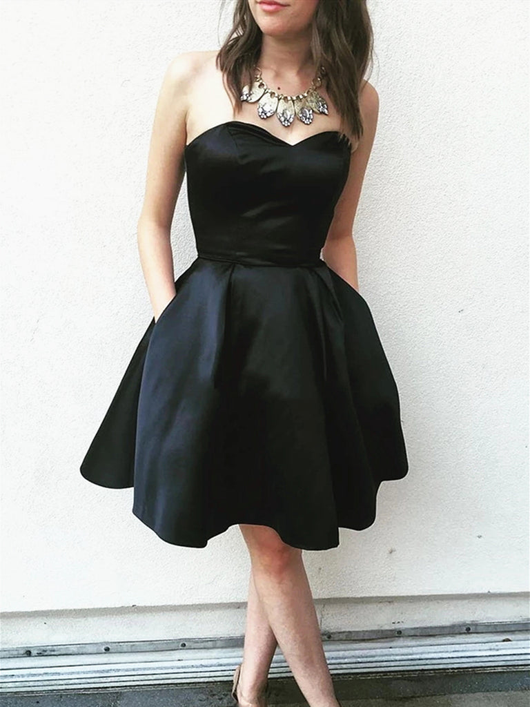 Sweetheart Neck Short Black Prom Dresses, Short Black Formal Homecomin jbydress Sweetheart Neck Short Black Prom Dresses, Short Black Formal Homecomin jbydress