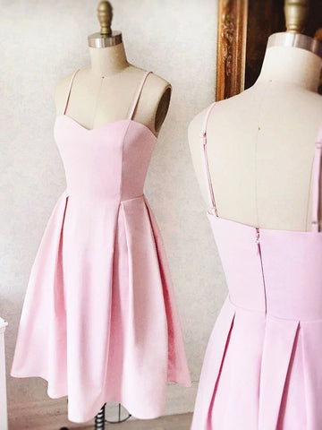 Sweetheart Neck Short Pink Prom Dresses, Short Pink Formal Homecoming Dresses