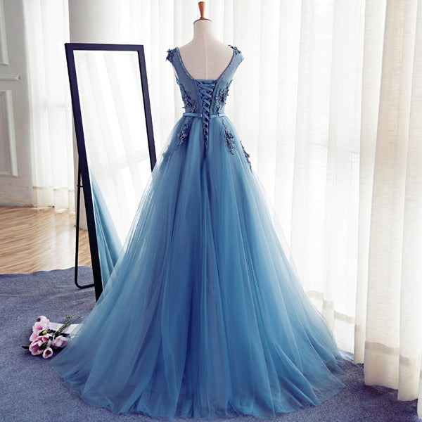 Custom Made Round Neck Sleeveless Lace Prom Dress, Lace Formal Dress