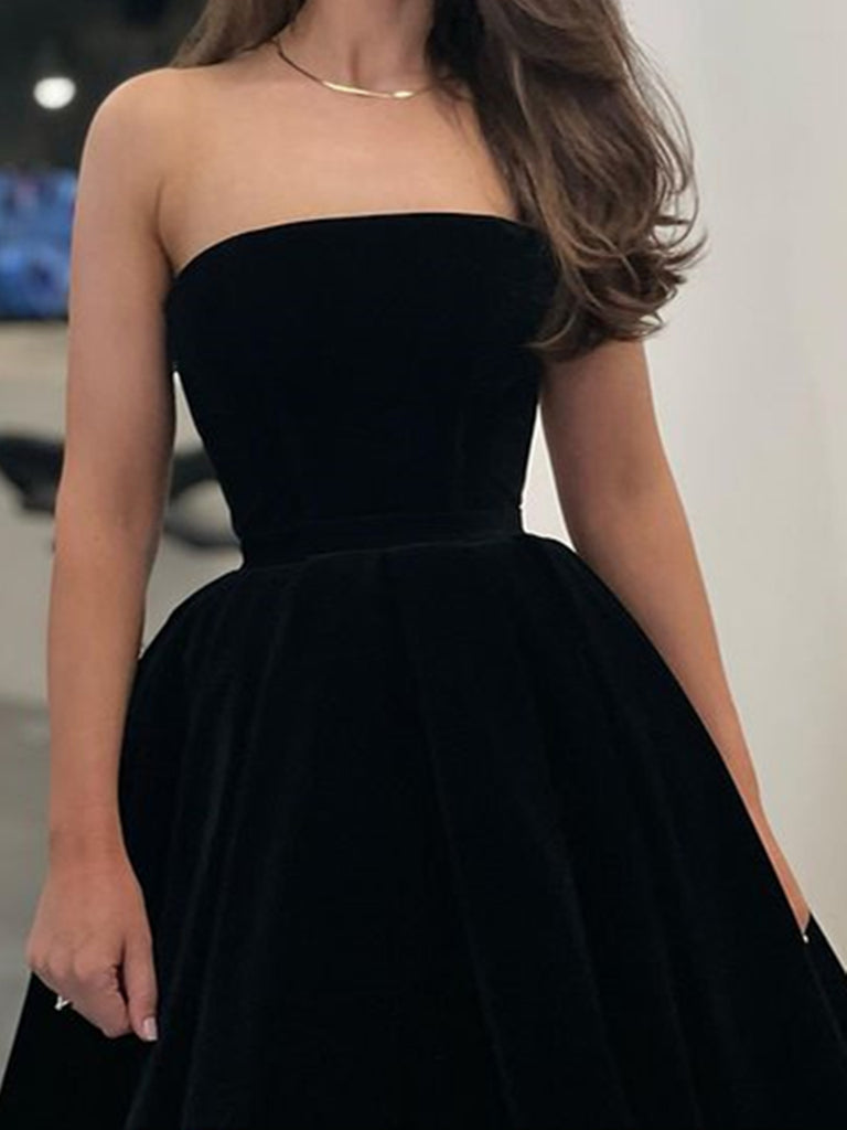 Tea Length Black Velvet Prom Dresses, Black Tea Length Graduation Home jbydress Tea Length Black Velvet Prom Dresses, Black Tea Length Graduation Home jbydress