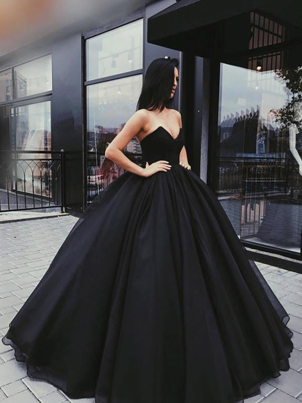 Black Sweetheart Neck Backless Floor-length Sleeveless Prom Gown, Blac jbydress Black Sweetheart Neck Backless Floor-length Sleeveless Prom Gown, Blac jbydress