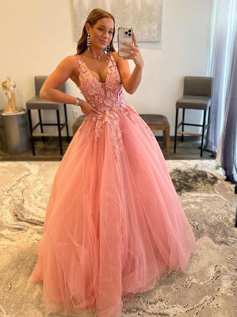 Pink Prom Dress A-line Party Senior Graduation Formal Gown