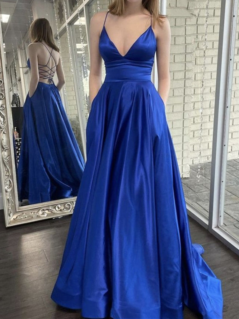 royal blue backless maxi dress Backless Royal Blue Satin Long Prom Dresses, Open Back Royal Blue Long jbydress