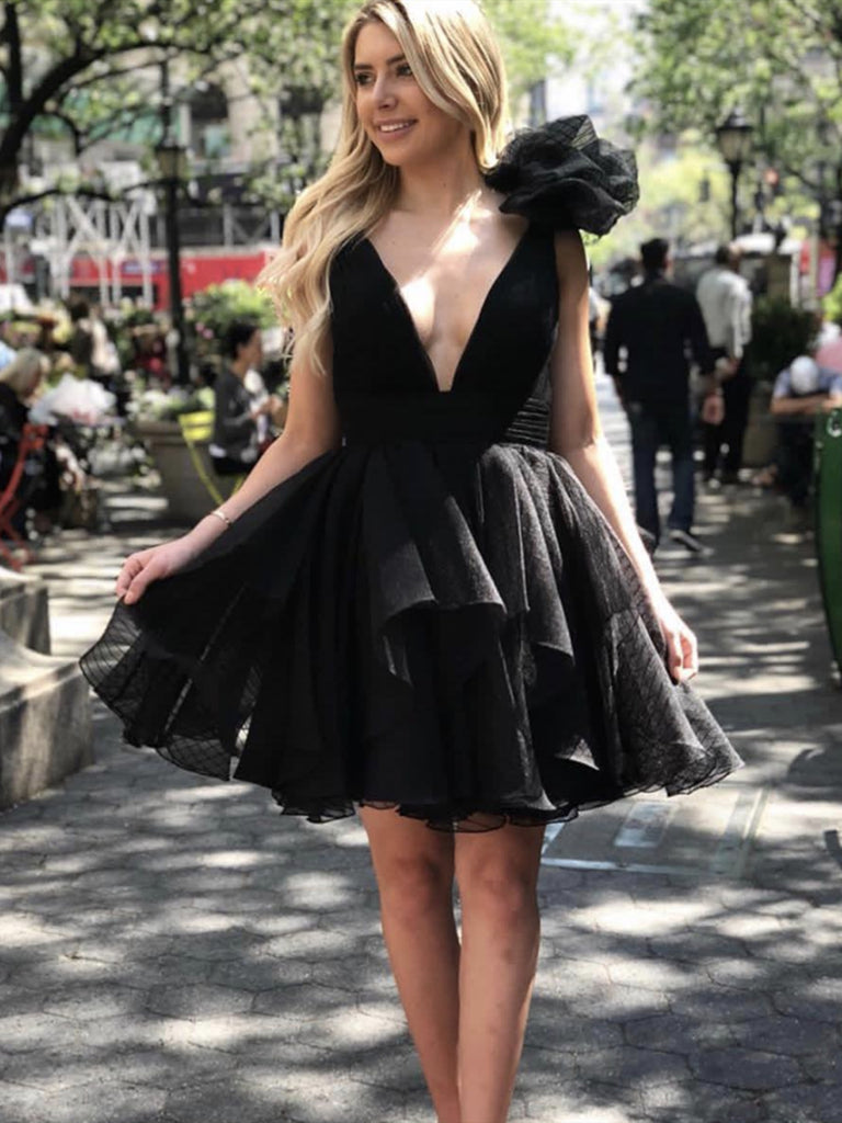 V Neck Short Black Prom Dresses, Short Black V Neck Formal Homecoming jbydress V Neck Short Black Prom Dresses, Short Black V Neck Formal Homecoming jbydress