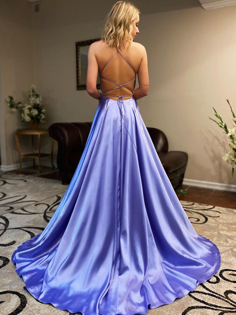 V Neck Purple Backless Long Prom Dresses, Open Back Purple Long Formal jbydress V Neck Purple Backless Long Prom Dresses, Open Back Purple Long Formal jbydress