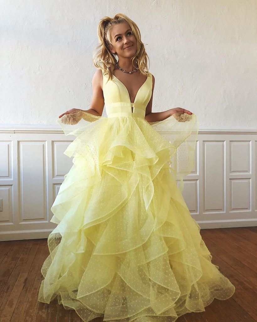V Neck Yellow Prom Gown, V Neck Yellow Prom Dresses Formal Graduation jbydress V Neck Yellow Prom Gown, V Neck Yellow Prom Dresses Formal Graduation jbydress