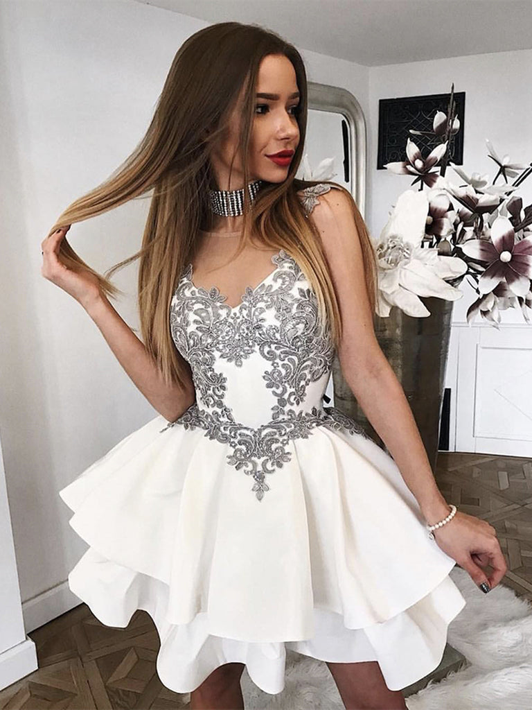 White Short Lace Prom Dresses, Short White Lace Formal Homecoming Dres jbydress White Short Lace Prom Dresses, Short White Lace Formal Homecoming Dres jbydress
