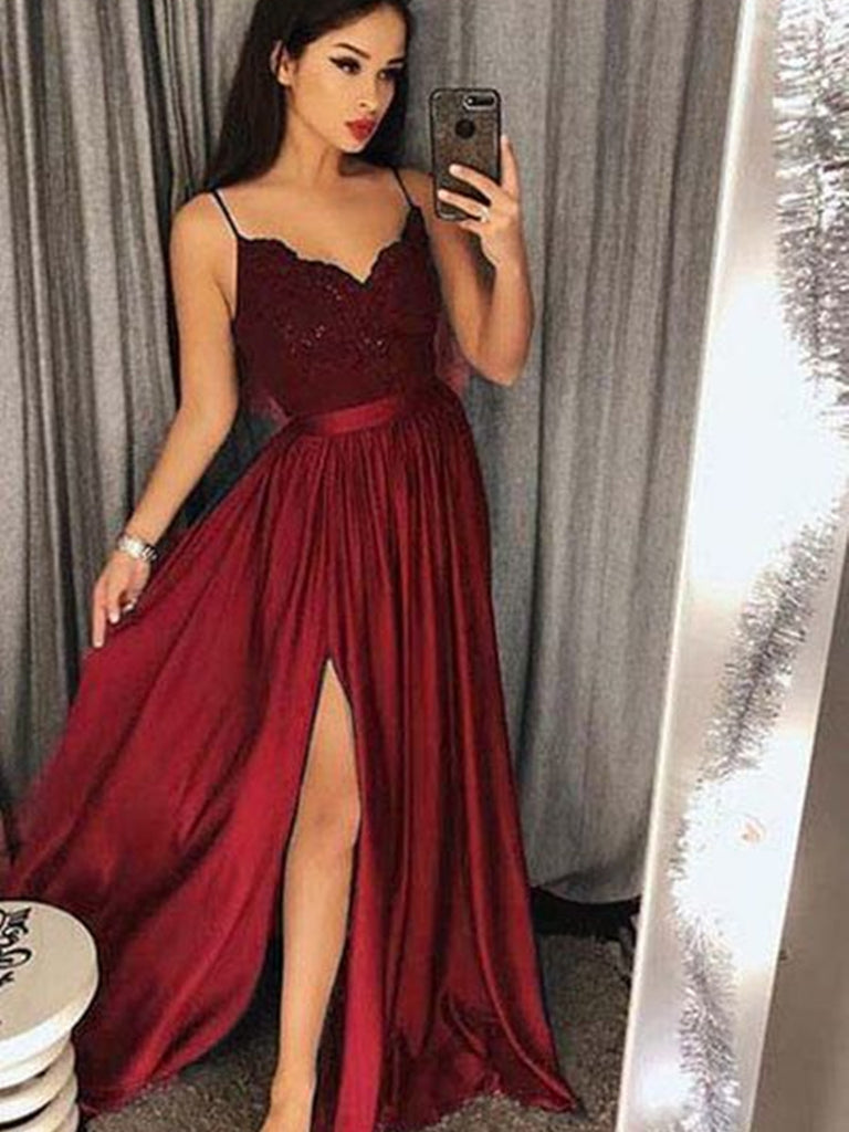Custom Made A Line V Neck Burgundy Lace Prom Dresses, Burgundy Lace Fo jbydress Custom Made A Line V Neck Burgundy Lace Prom Dresses, Burgundy Lace Fo jbydress