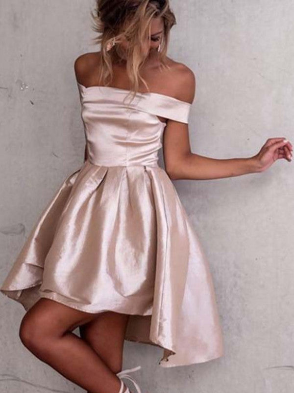 high low dresses short High Low Off The Shoulder Burgundy Short Prom Dress Homecoming Dress US6 / As Picture