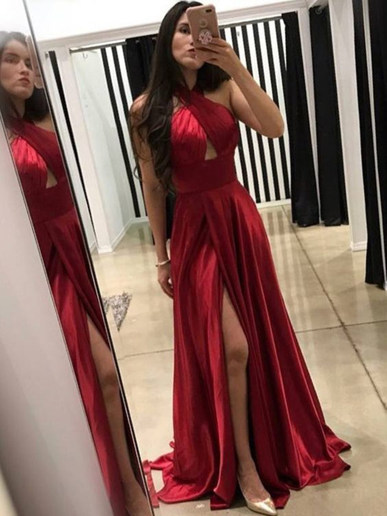 Custom Made A Line Backless Dark Red/Green Prom Dresses, Dark Red/Gree jbydress Custom Made A Line Backless Dark Red/Green Prom Dresses, Dark Red/Gree jbydress