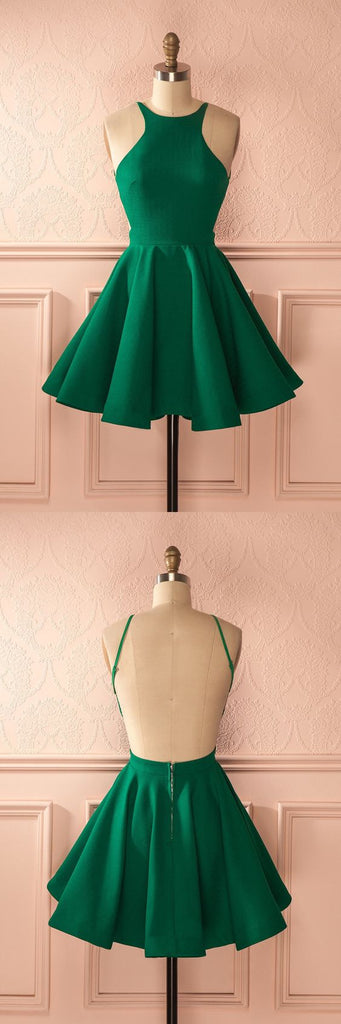 A Line Round Neck Backless Short Green Prom Dress, Short Green Graduat jbydress A Line Round Neck Backless Short Green Prom Dress, Short Green Graduat jbydress