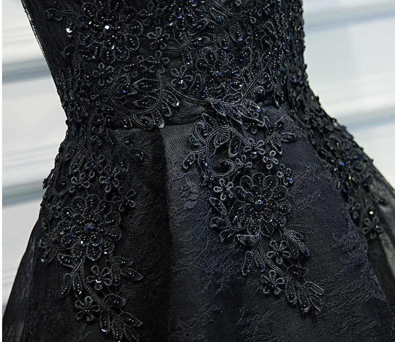A Line V Neck Short Black Lace Prom Dresses, Black Short Formal Dresse jbydress A Line V Neck Short Black Lace Prom Dresses, Black Short Formal Dresse jbydress