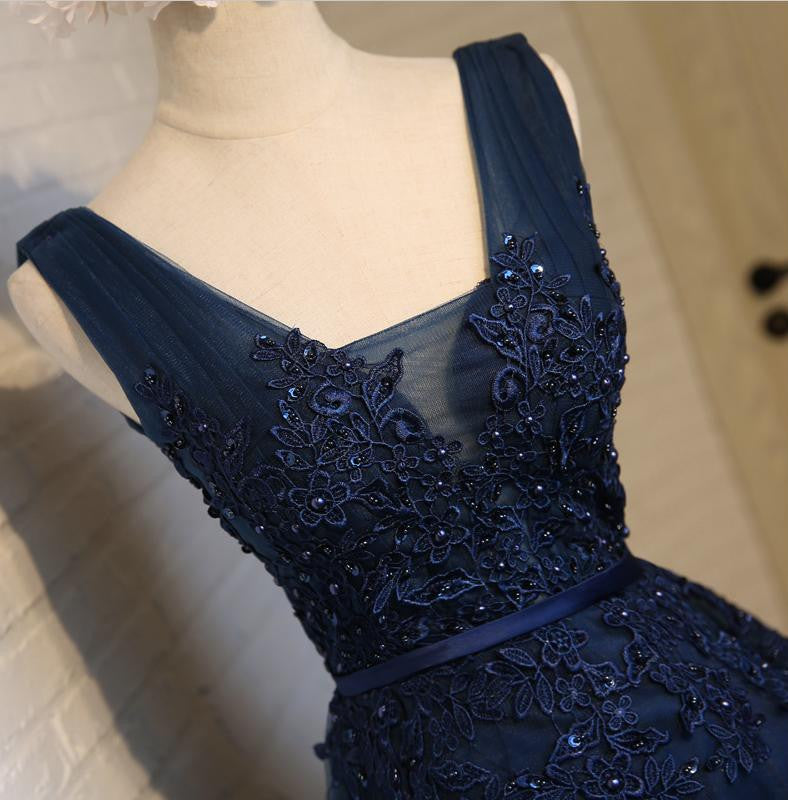 Custom Made A Line Short Navy Blue Prom Dresses, Short Lace Homecoming jbydress Custom Made A Line Short Navy Blue Prom Dresses, Short Lace Homecoming jbydress
