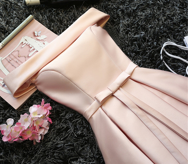 Custom Made Light Pink Off Shoulder Prom Dresses, Short Graduation Dre jbydress Custom Made Light Pink Off Shoulder Prom Dresses, Short Graduation Dre jbydress