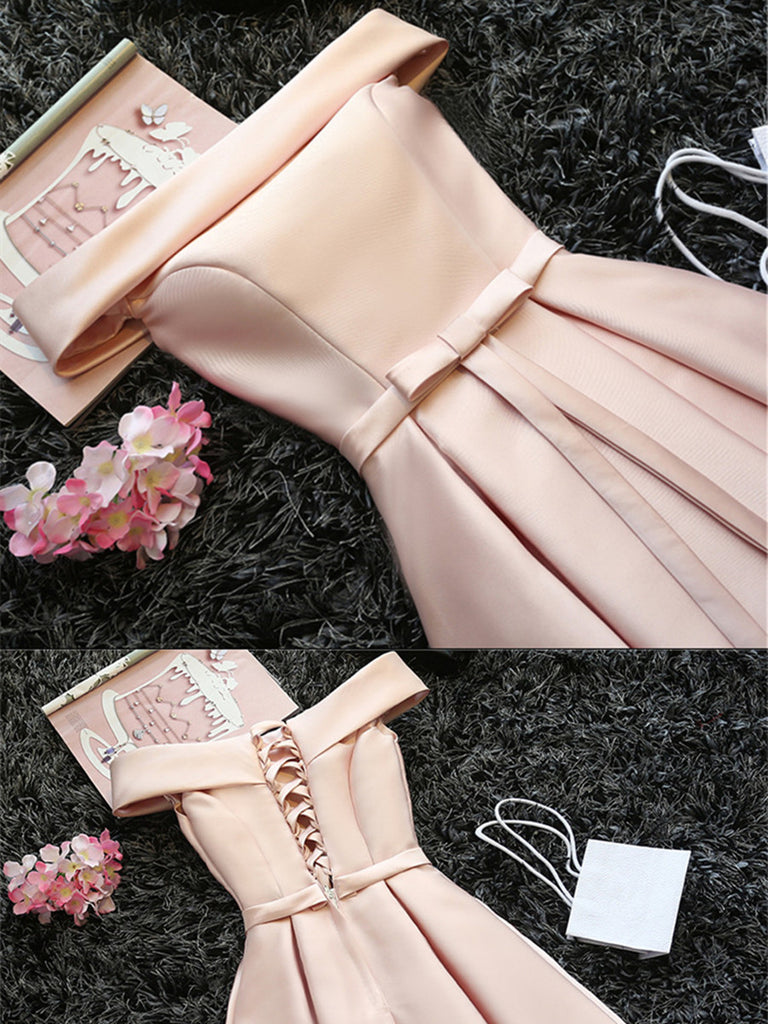 Custom Made Light Pink Off Shoulder Prom Dresses, Short Graduation Dre jbydress Custom Made Light Pink Off Shoulder Prom Dresses, Short Graduation Dre jbydress