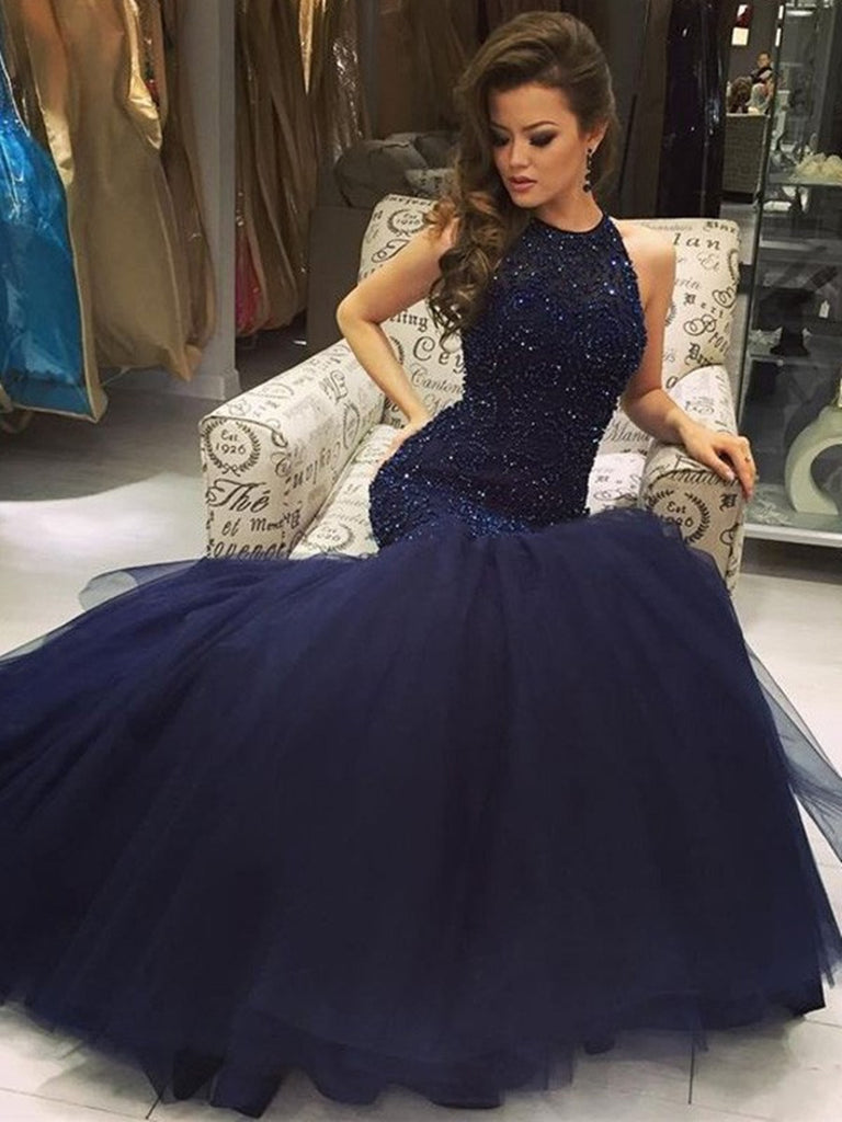 Custom Made Dark Navy Blue Mermaid Prom Dresses, Navy Blue Formal Dres jbydress Custom Made Dark Navy Blue Mermaid Prom Dresses, Navy Blue Formal Dres jbydress