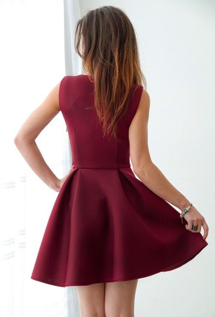A Line Sweetheart Neck Maroon Prom Dress, Short Maroon Homecoming Dres jbydress A Line Sweetheart Neck Maroon Prom Dress, Short Maroon Homecoming Dres jbydress