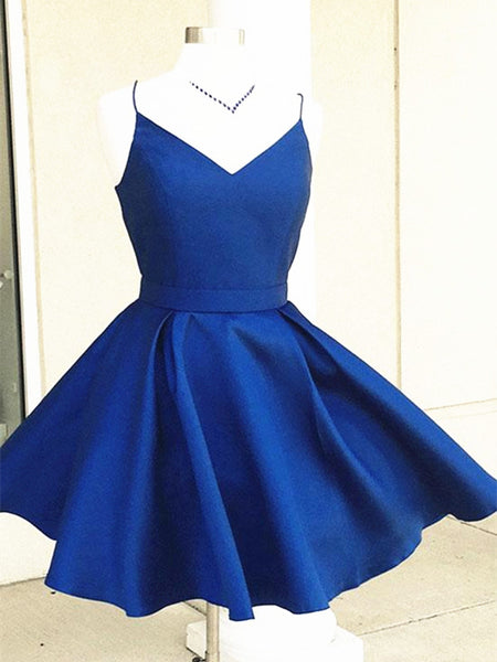 A Line V Neck Short Blue/Burgundy Prom Dress, Mini Graduation Dress, Homecoming Dress