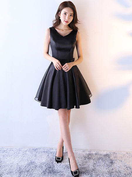 Custom Made A Line Short Black Prom Dresses, Short Black Graduation Dresses, Black Homecoming Dresses