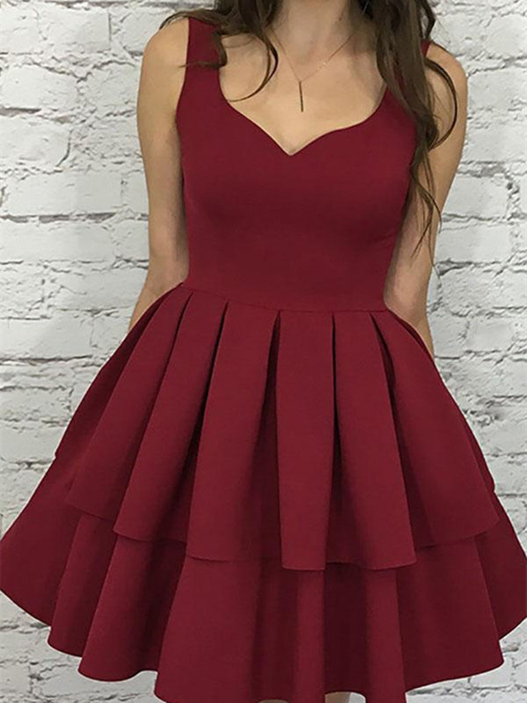 Custom Made Sweetheart Neck Short Burgundy Prom Dress, Short Burgundy jbydress Custom Made Sweetheart Neck Short Burgundy Prom Dress, Short Burgundy jbydress