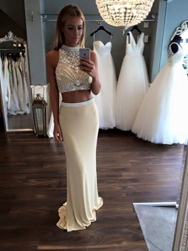 A Line 2 Pieces Mermaid Ivory Chiffon Prom Dresses, 2 Pieces Formal Dr jbydress A Line 2 Pieces Mermaid Ivory Chiffon Prom Dresses, 2 Pieces Formal Dr jbydress
