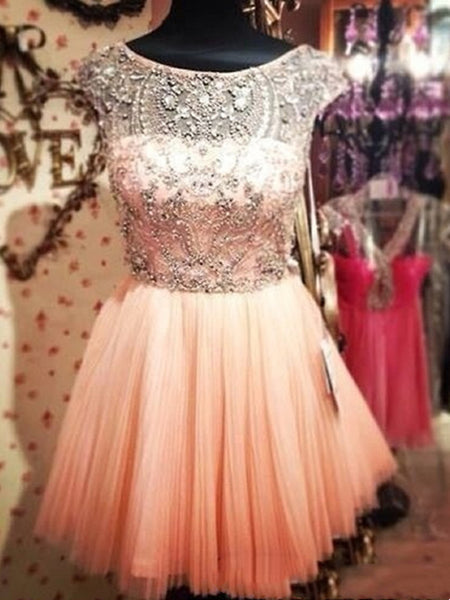 Custom Made Round Neck Pink Short Prom Dress, Short Graduation Dress, Short Homecoming Dress